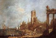 Hamnstad with classical ruins Italy Francesco Guardi